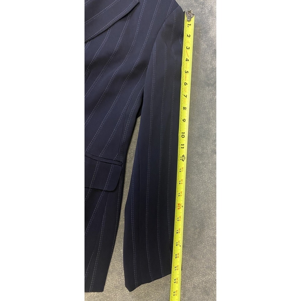 Liz Claiborne Women's Navy Blue Striped Lined Petite Blazer Jacket Size 4P - Picture 9 of 9
